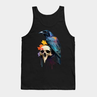 Crow with Scull Halloween Gothic Tank Top